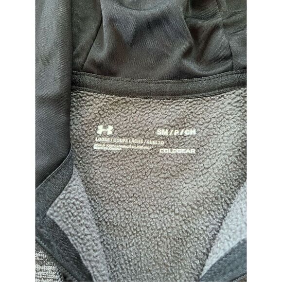 Under Armour Heathered Charcoal Gray Black Hooded 1/4 Zip Pullover Small - Picture 5 of 6